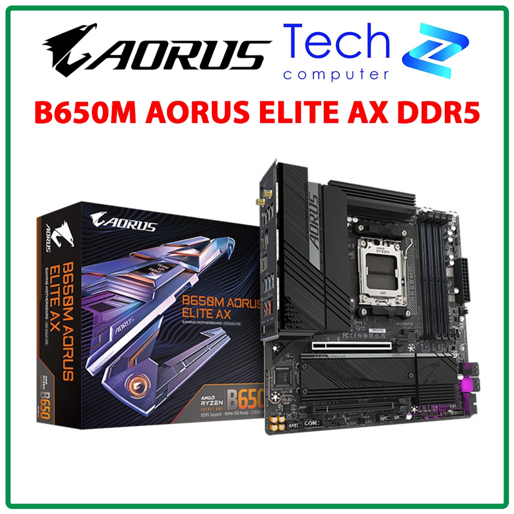 [CÓ VAT] Mainboard Gigabyte B650M AORUS ELITE AX DDR5 AM5 mATX WiFi Bluetooth Chính Hãng