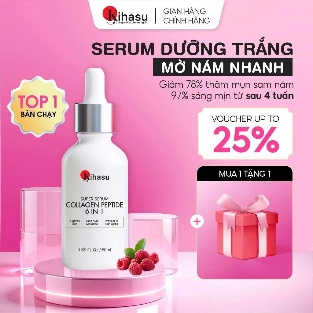 Serum Collagen KIHASU Dưỡng Trắng Sáng Da, Hỗ Trợ Mờ Nám Thâm Sạm, Phục Hồi Da
