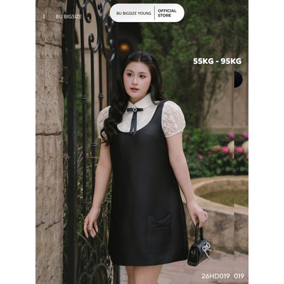 Đầm suông cổ phối ren BIGSIZE (55kg đến 95kg) – 	26HD019 - [BU Bigsize Young]