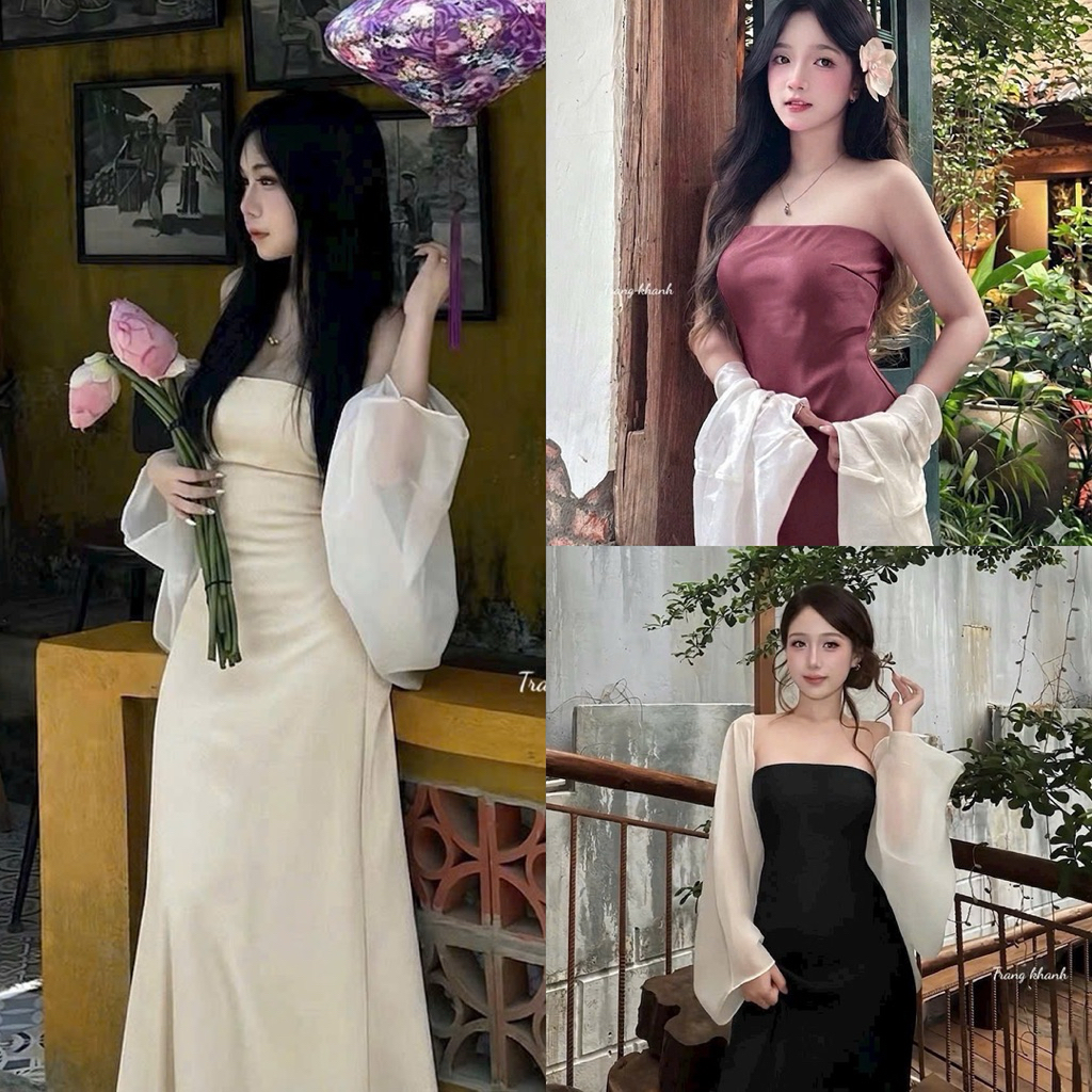 Đầm cúp ngực kèm chocker