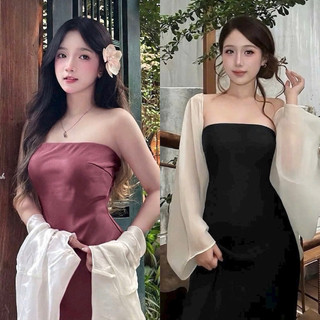 Đầm cúp ngực kèm chocker