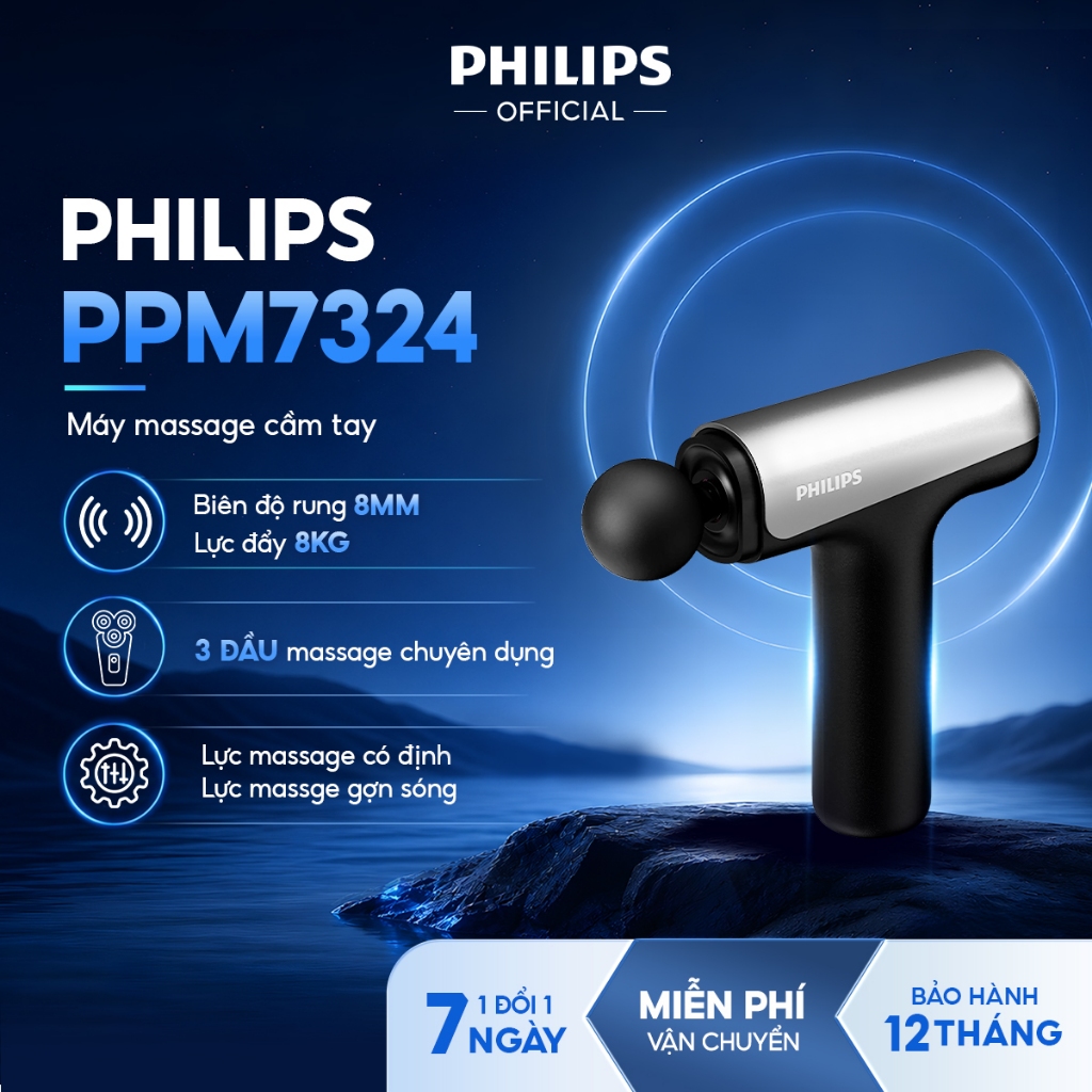 Máy Massage Cầm Tay PHILIPS 7324-lực massage cố định & lực massage gợn sóng