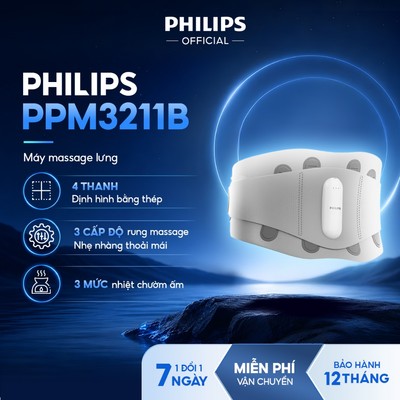 Đai Massage Lưng PHILIPS 3211B - chườm nóng giảm đau mỏi, có 3 chế độ rung cao cấp