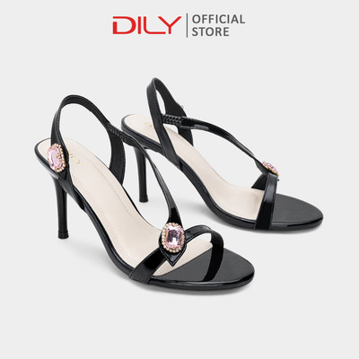 Sandal cao gót DILY thiết kế quai mảnh, đính đá sang trọng, gót cao 8cm DL0647