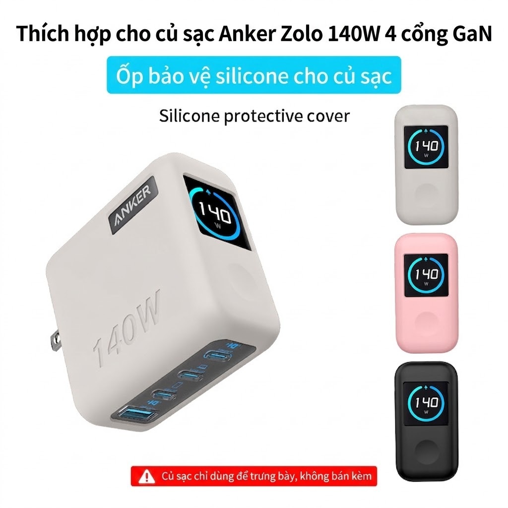 Ốp Bảo Vệ Silicon Cho Anker Zolo 140W 3C1A (A2697) - Ốp Silicon Mềm Chống Trầy, Chống Va Đập, Bảo Vệ