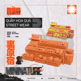 PHÔI QUẦY TRÁI CÂY 1:64 In Resin 16K Resin Gốm Cho Diorama 1/64
