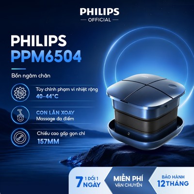 Bồn Ngâm Chân Massage PHILIPS 6504 - Massage con lăn 3D & Thủy lực sục khí với công suất 800W