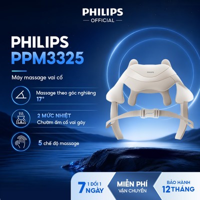 Máy Massage Vai Cổ PHILIPS 3325 - Massage góc nghiêng 17⁰ chườm ấm thư giãn vai cổ