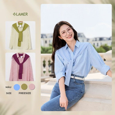 Áo Kiểu Nữ Sơ Mi LAMER FASHION Dáng Rộng Phối Khăn Quàng Vai Trẻ Trung V61H24Q058