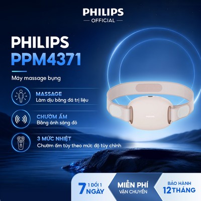 Máy Massage Bụng PHILIPS 4371 - Đầu massage bằng đá, với 3 cấp độ điều chỉnh và 3 mức độ nhiệt