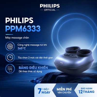Máy Massage Chân PHILIPS 6333 - massage với túi khí, tiếp xúc 3 vùng huyệt đạo và 2 mức nhiệt
