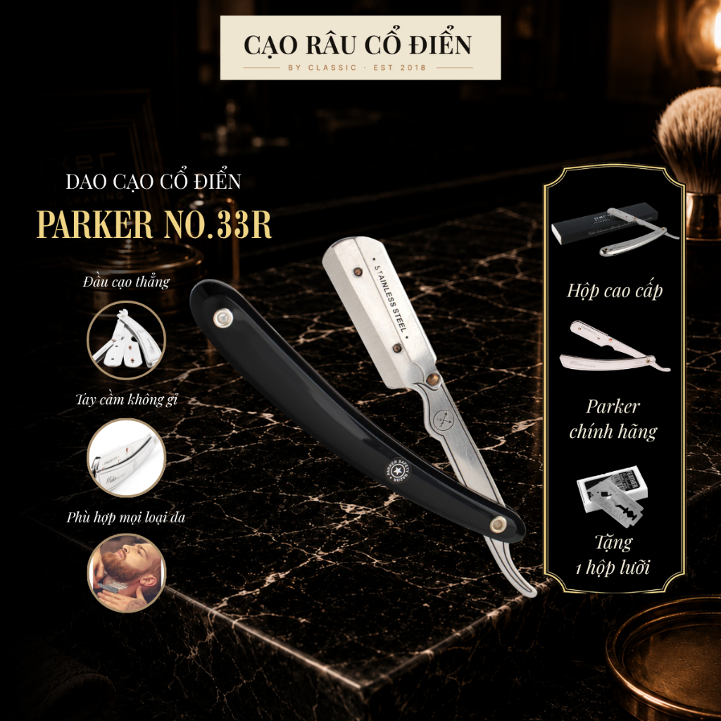 Dao Cạo Râu Parker Professional Barber Razor Model No. 33R