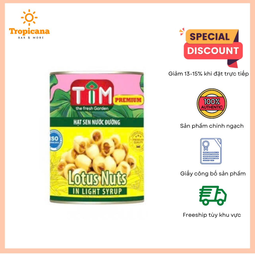 Hạt sen nước đường TIM (Nif cũ) - Lon 560gr