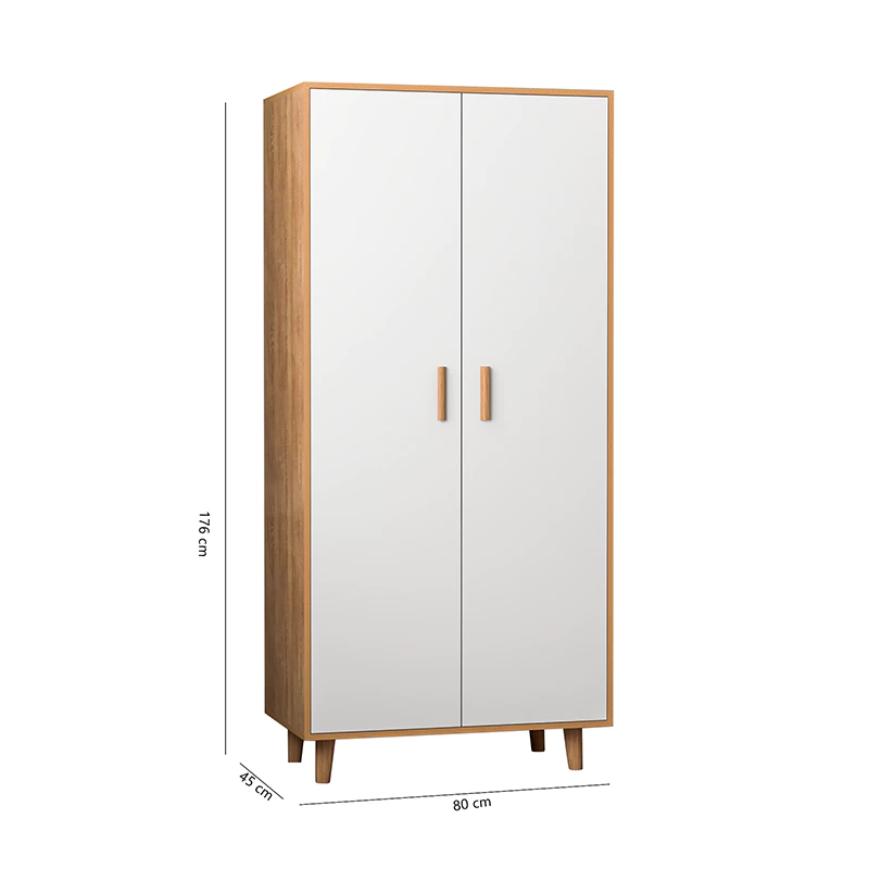 [FURNI HOME] Tủ quần áo người lớn 2 cánh mở chất liệu gỗ MDF phủ melamin cao cấp thương hiệu ILUMIA 