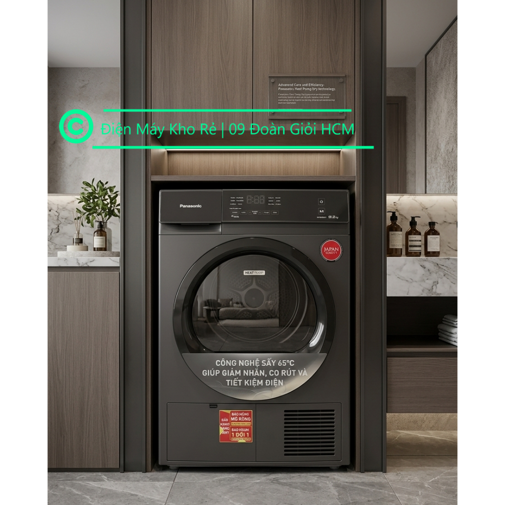 Máy sấy bơm nhiệt Panasonic 9.5 kg NH-EH95JD1BV 750W Φ8 Sá∅ bải-Φ3-∅9-Φ1