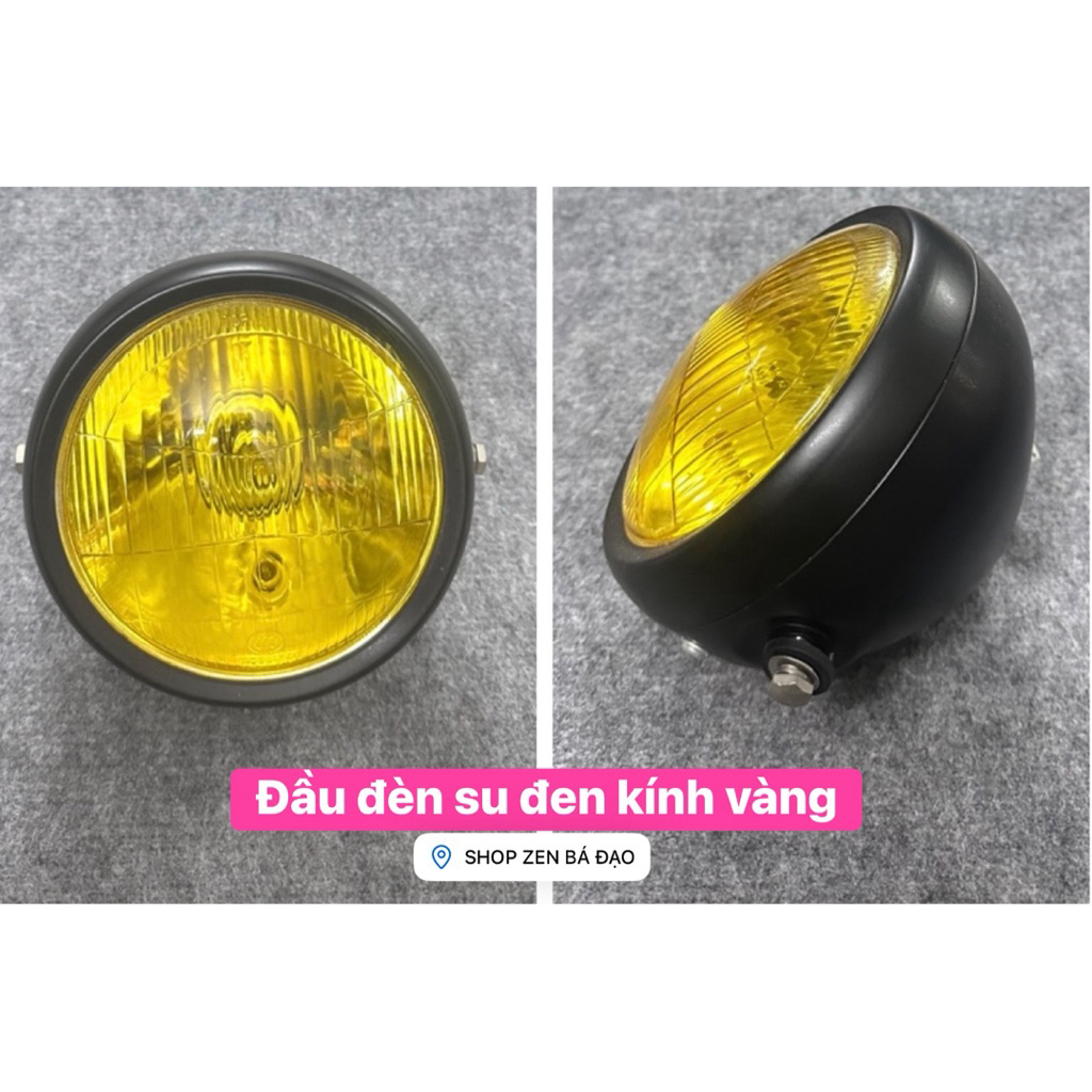 Đầu đèn su đen kính vàng