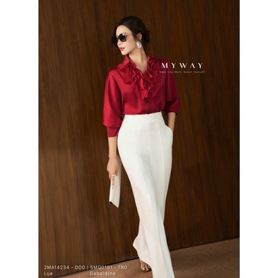 Áo Sơ Mi Nữ MY WAY Công Sở Tay Lỡ Phối Bèo Cao Cấp 2MA14234