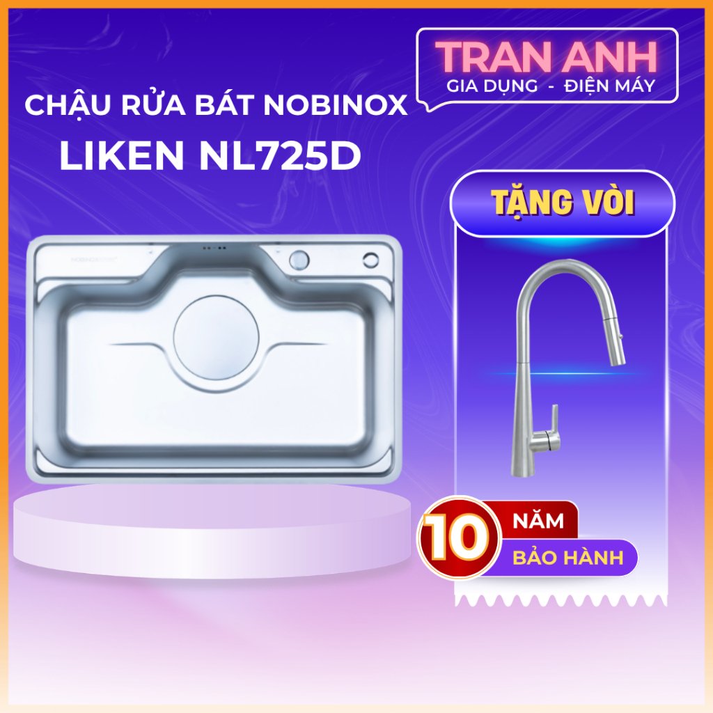 CHẬU RỬA BÁT NOBINOX LIKEN NL725D | KÍCH THƯỚC 80X50cm  | Hàng chính hãng