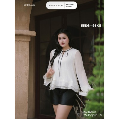 Áo kiểu cổ bèo tay loe BIGSIZE (55kg đến 95kg) – 26HA020 - [BU Bigsize Young]
