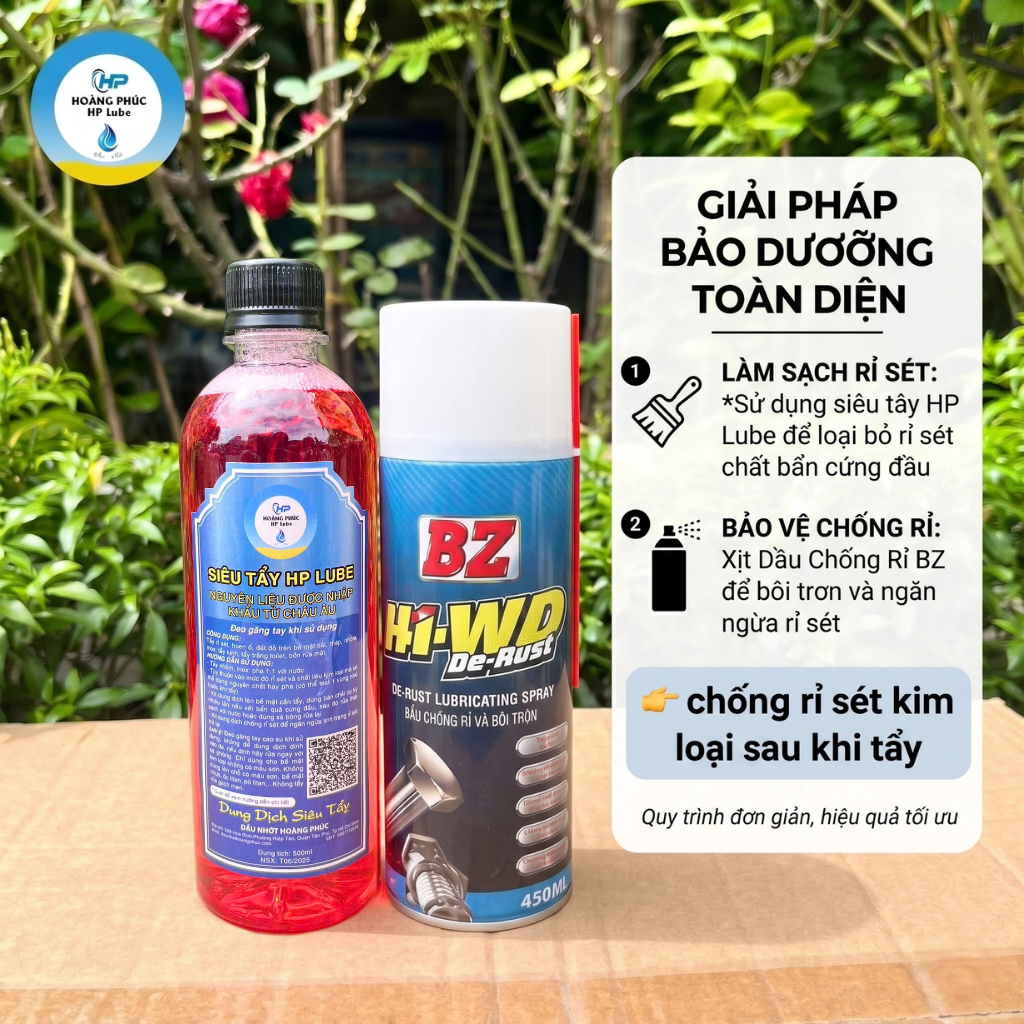 Dung Dịch Rửa Xe Không Chạm HP Lube, Tẩy Lốc Máy, Tẩy Ố Vàng Xe Máy, Tẩy Kim Loại, Kính, Inox,... 50