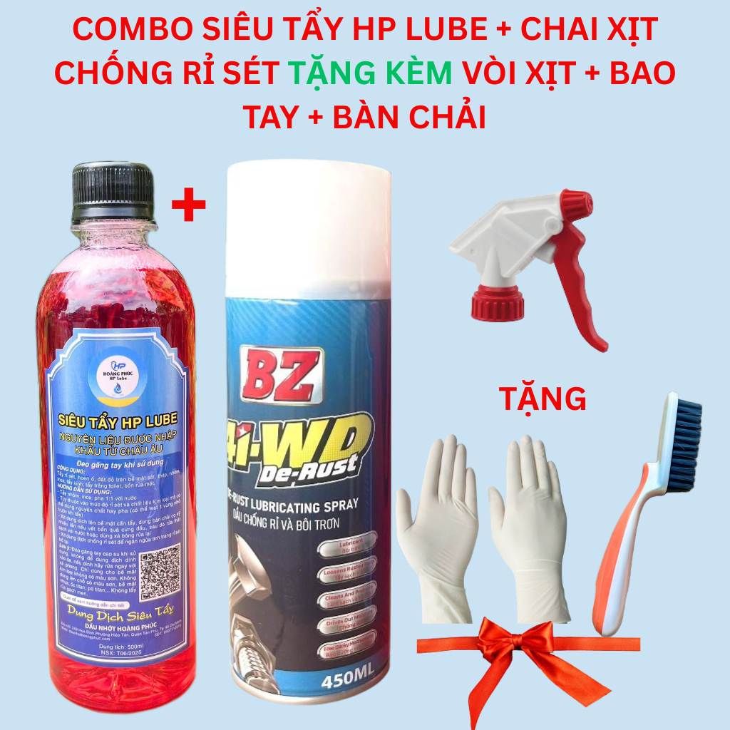 Dung Dịch Rửa Xe Không Chạm HP Lube, Tẩy Lốc Máy, Tẩy Ố Vàng Xe Máy, Tẩy Kim Loại, Kính, Inox,... 50
