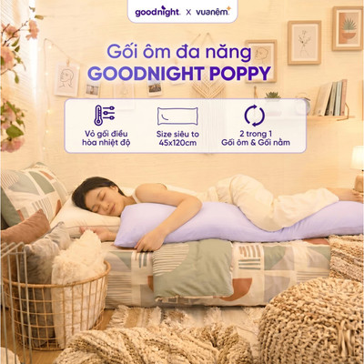 (Svip) Vỏ Gối Ôm Làm Mát Mùa Hè Goodnight Poppy 45x120cm - Áo Gối Ôm Thun Lạnh Điều Hòa Mềm Mát
