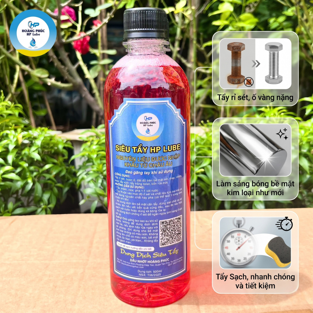 HP Lube 500ml Tẩy Rửa Lốc Máy, Tẩy Rửa Xe Không Chạm, Tẩy Rỉ Sét Kim Loại Tặng Bao Tay, Bàn Chải