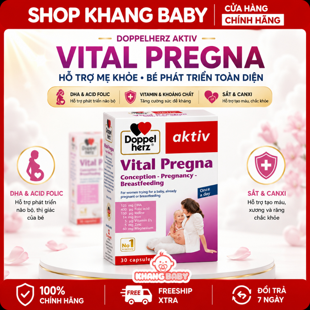 Vitamin bầu Doppelherz Vital Pregna (Hộp 30 viên)