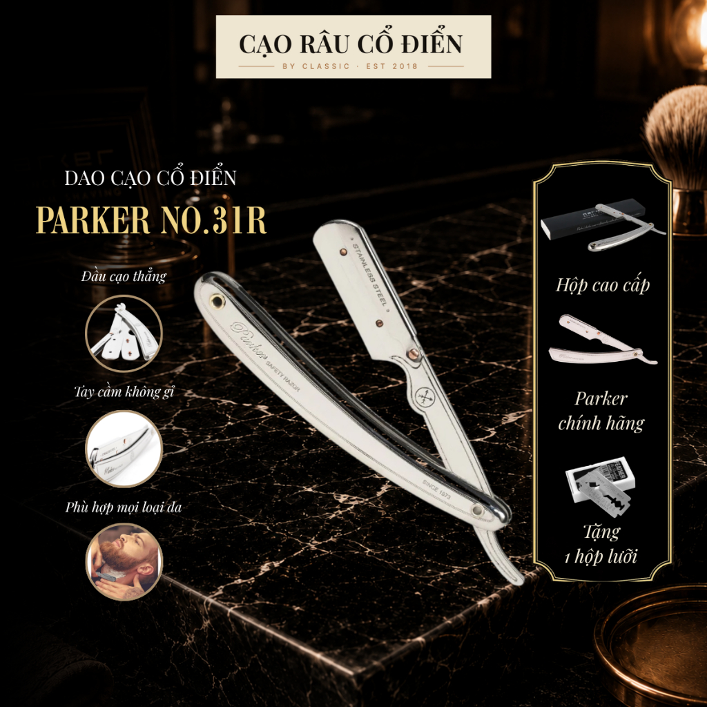 Dao Cạo Râu Parker Professional Barber Razor Model No. 31R