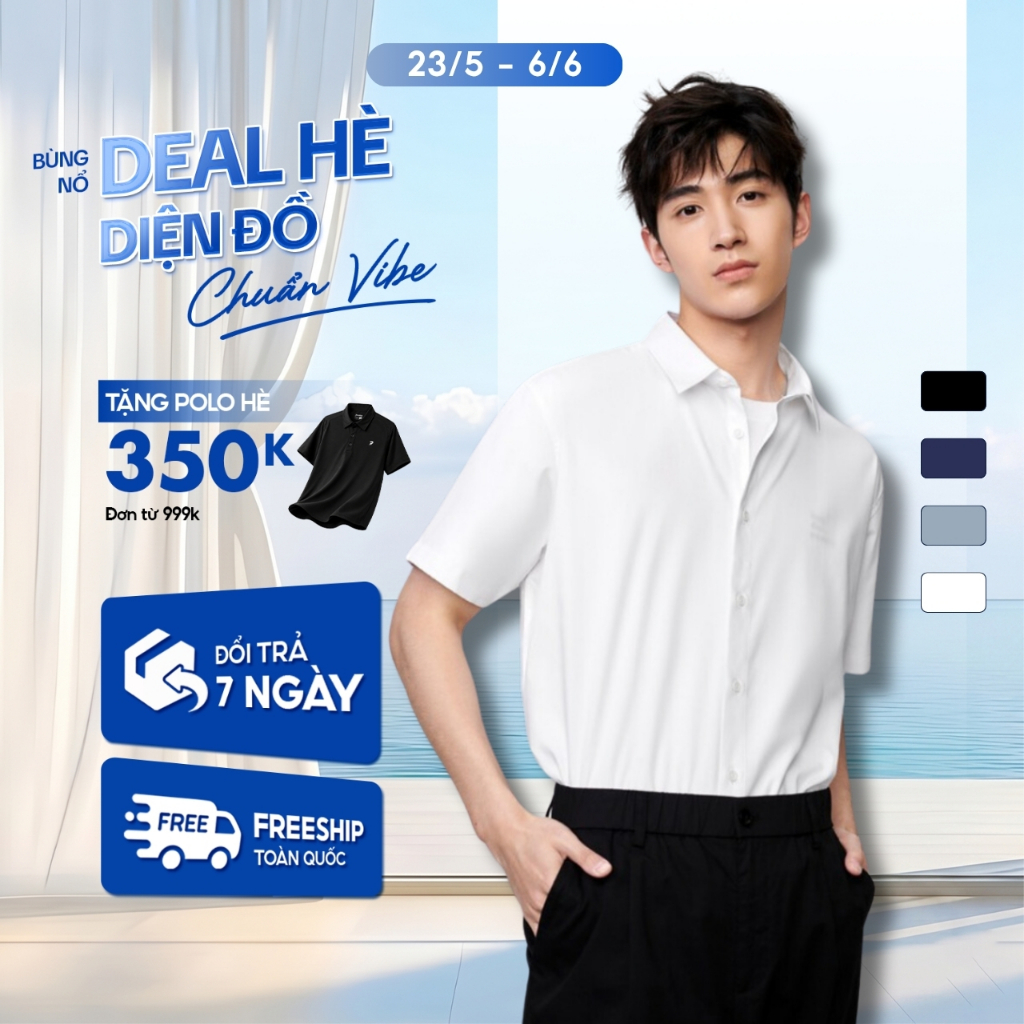 [GIÁ CỰC TỐT]  Áo sơ mi FEAER DENIM thoáng khí nhẹ thoải mái chất lụa BASIC SHORT