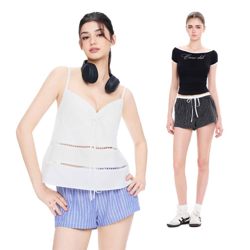CARA Quần ngắn nữ Soji dáng mini phối cạp trắng năng động