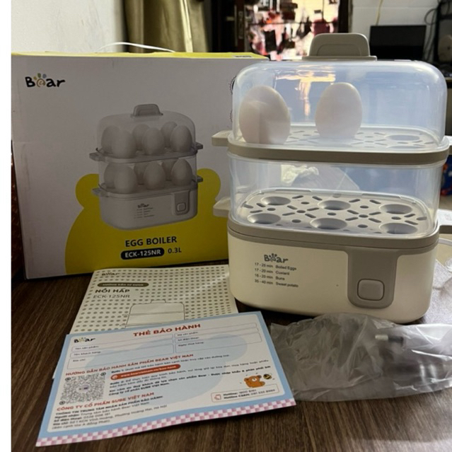nồi hấp điện mini Bear 2 tầng model ECK-125NR 0.3l hấp trứng, bánh báo, rau củ, Hải sản…🥝🥝freeship🥥🥥