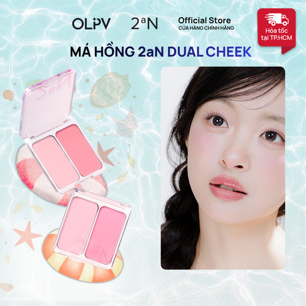 Bảng phấn má hồng 2 ô 2aN Dual Cheek 4.5gx2 phù hợp với mọi tone dạ