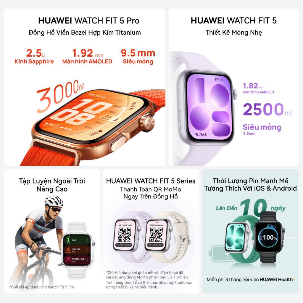 [Phiên Bản PRO] Đồng Hồ Thông Minh HUAWEI WATCH FIT 5 PRO | Titanium & Kính Sapphire 2.5D| Nghiên Cứu Nguy Cơ Tiểu Đường | BigBuy360 - bigbuy360.vn