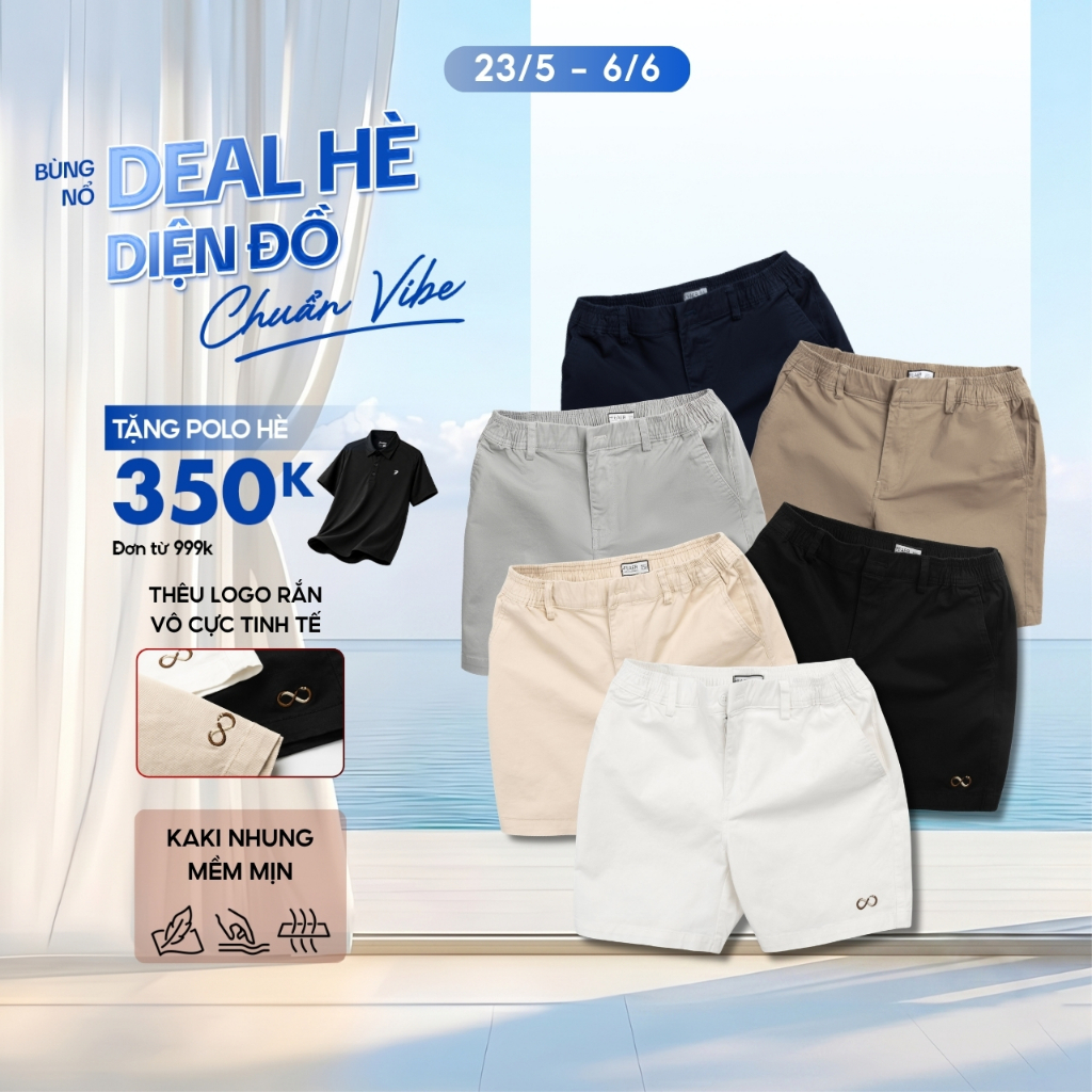 Quần short kaki nam Infinity Agile, form trên gối,co giãn dễ chiu, mềm mịn, tôn dáng - FEAER