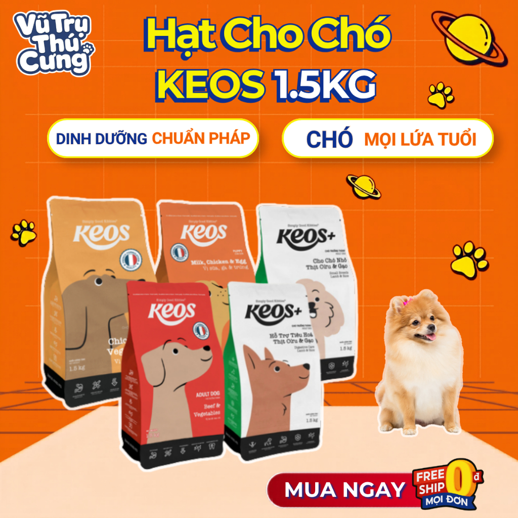 (1.5Kg) Thức Ăn Hạt Cho Chó Mọi Lứa Tuổi Keos
