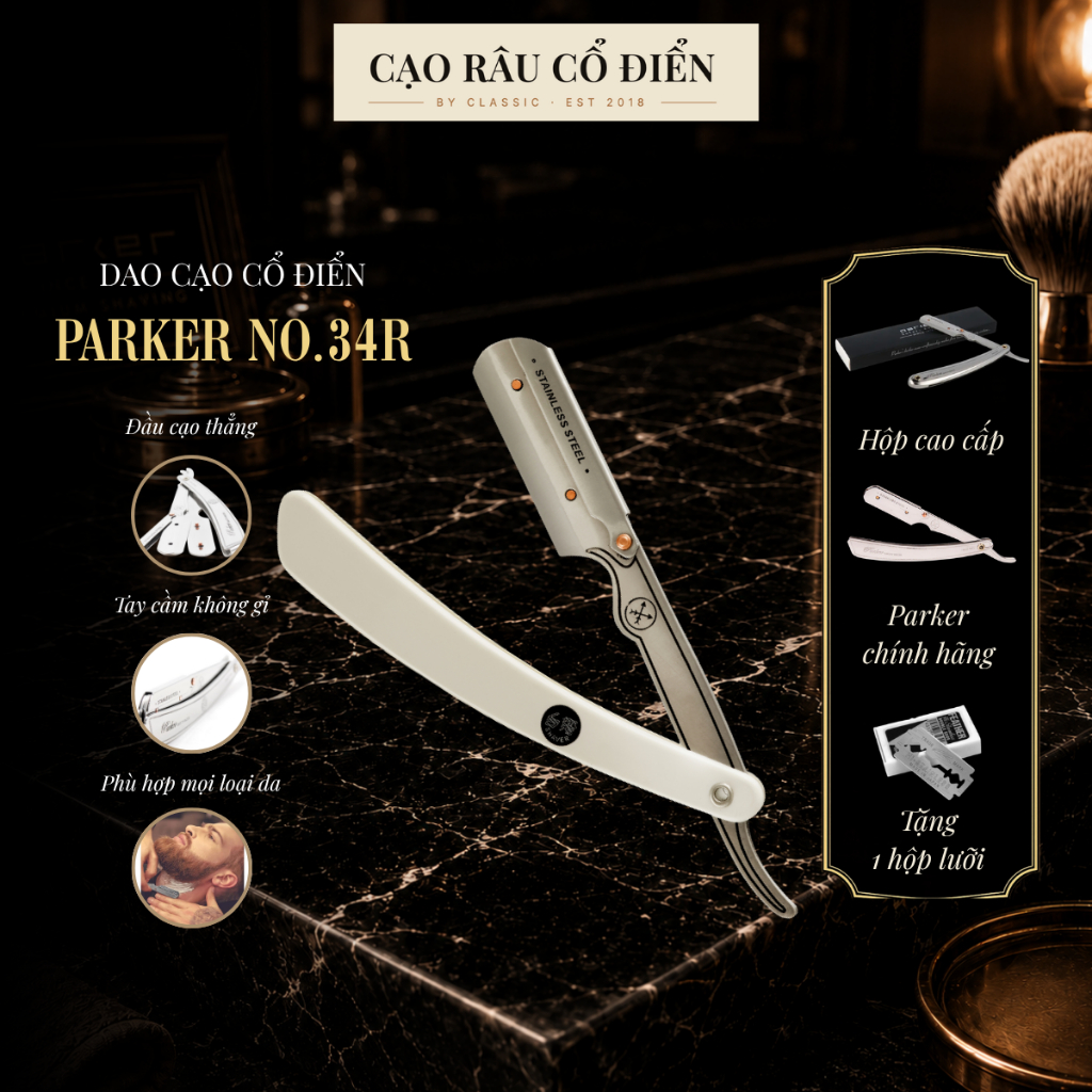 Dao Cạo Râu Parker Professional Barber Razor Model No. 34R