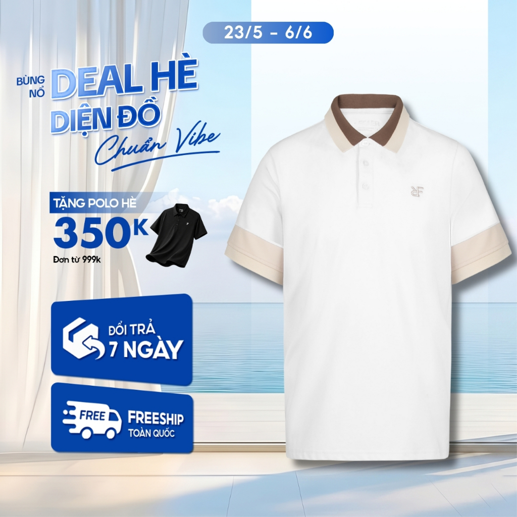 Áo polo nam MonoPop Form Regular cổ bẻ họa tiết thêu, vải Cotton Micro mềm mịn, thoáng mát - FEAER
