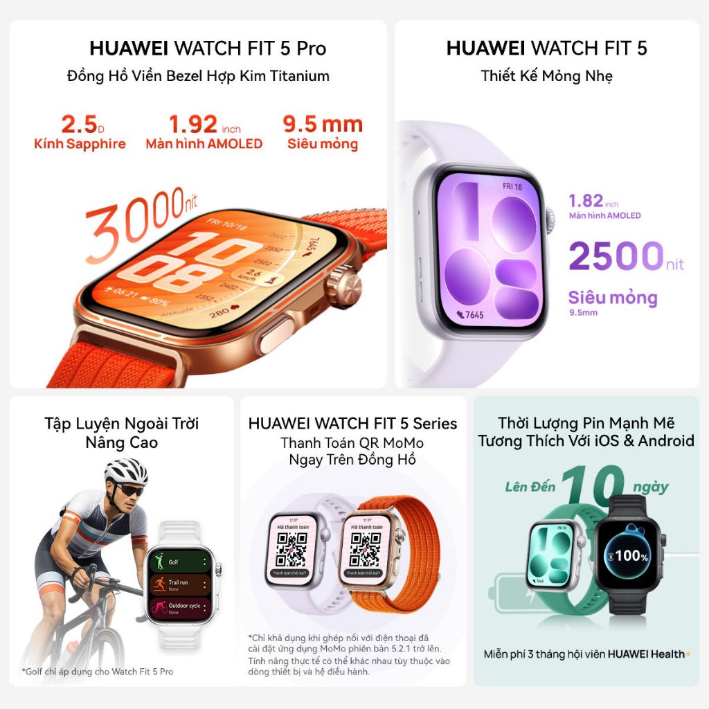 Đồng Hồ Thông Minh HUAWEI WATCH FIT 5 Series |Titanium & Kính Sapphire 2.5D| Nghiên Cứu Nguy Cơ Tiểu Đường| Mini-Workout | BigBuy360 - bigbuy360.vn