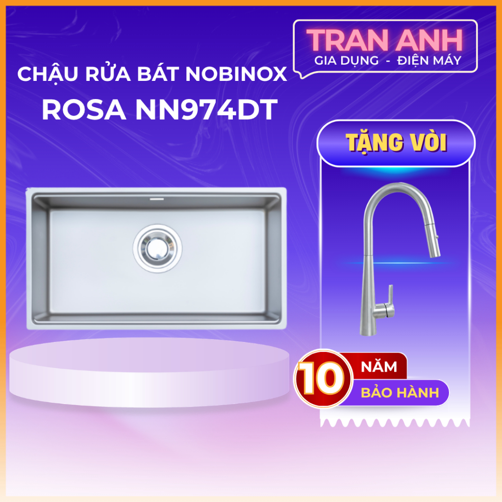CHẬU RỬA BÁT 1 HỐ NOBINOX ROSA NN974DT | Hàng chính hãng