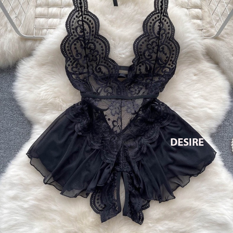 Váy ngủ ren liền thân Bodysuit quần chip xẻ đáy phong cách gợi cảm sexy Desire VN-8411