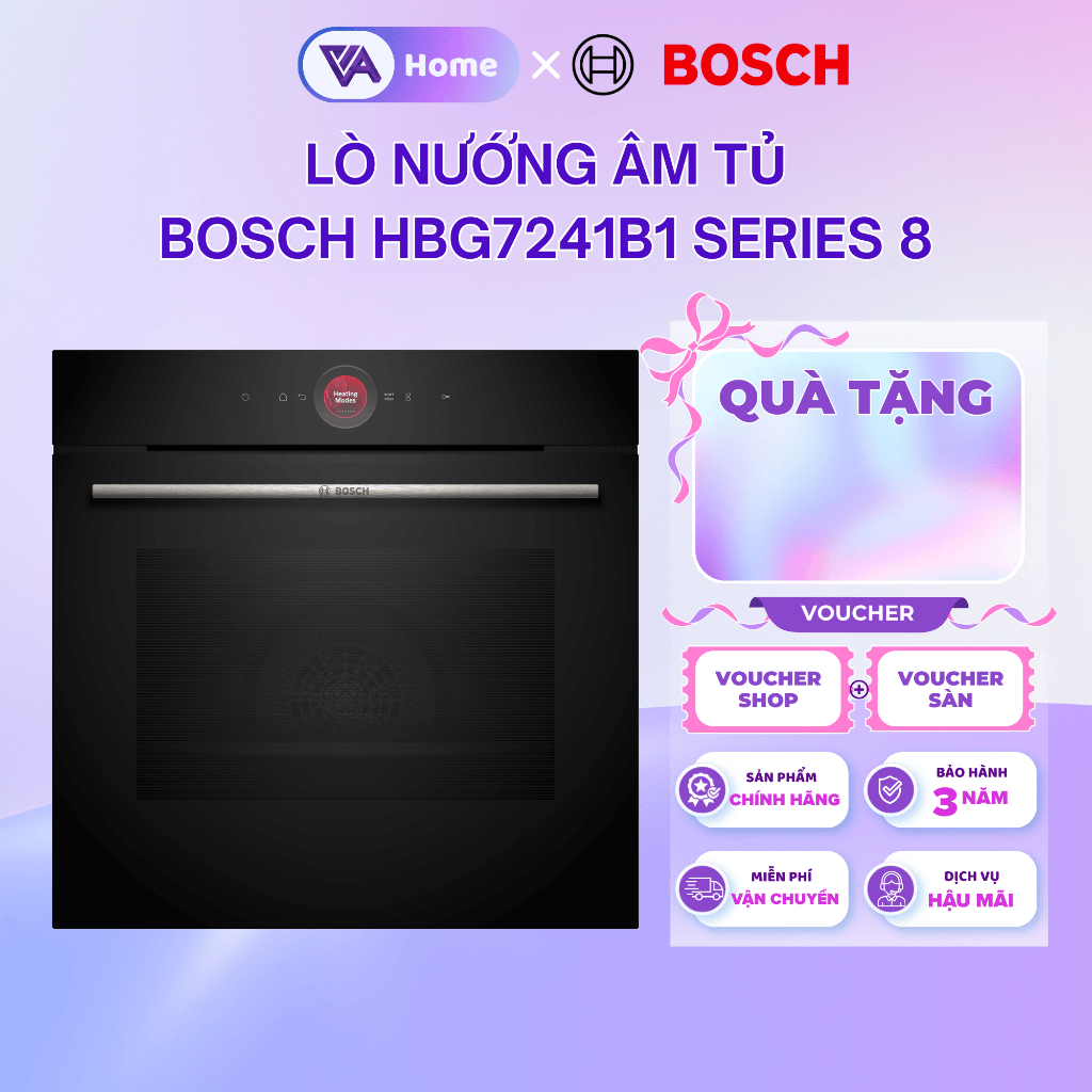 [BOSCH] Lò Nướng Âm Tủ Bosch HBG7241B1 Series 8 – Công Suất 3600W – Đèn Halogen - Bảo hành 3 năm