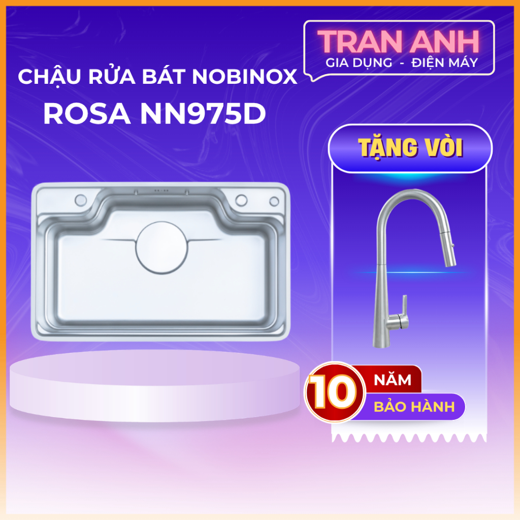 CHẬU RỬA BÁT 1 HỐ NOBINOX ROSA NN975D | Hàng chính hãng