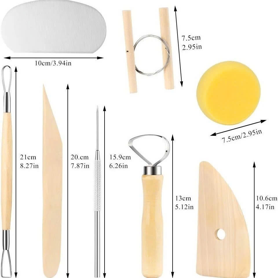 Bộ 8 Dụng Cụ Điêu Khắc Đất Sét Gốm Sứ, đất sét bột đá Ladoll Bằng Gỗ ,làm đồ handmade DIY