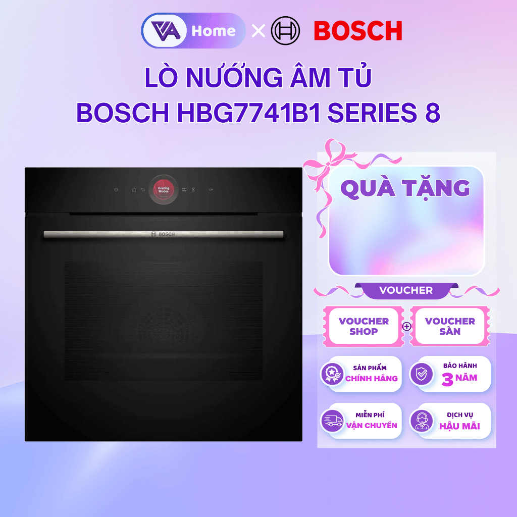 [BOSCH] Lò nướng BOSCH HBG7741B1 Series 8 - Dung Tích 71L - Hàng chính hãng - Bảo hành 3 năm