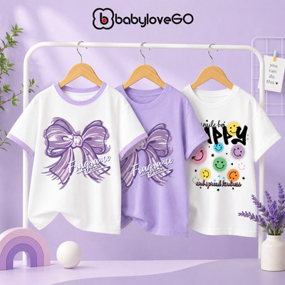 Áo thun bé gái BabyloveGO áo phông cộc tay in hình cute dễ thương cho bé dễ mặc dễ phối đồ