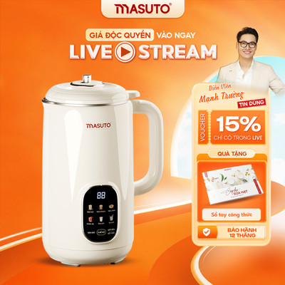Máy Làm Sữa Hạt Đa Năng Masuto Premium MSLOVELUX 1L, Công Nghệ Vi Áp 3D Hiện Đại, Dao Xay inox 12 Cánh