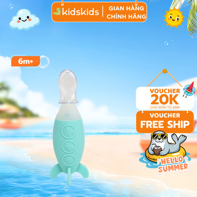 Bình Bóp Ăn Dặm Silicon Có Thìa Cho Bé Marcus & Marcus, Từ 6 Tháng - Xanh