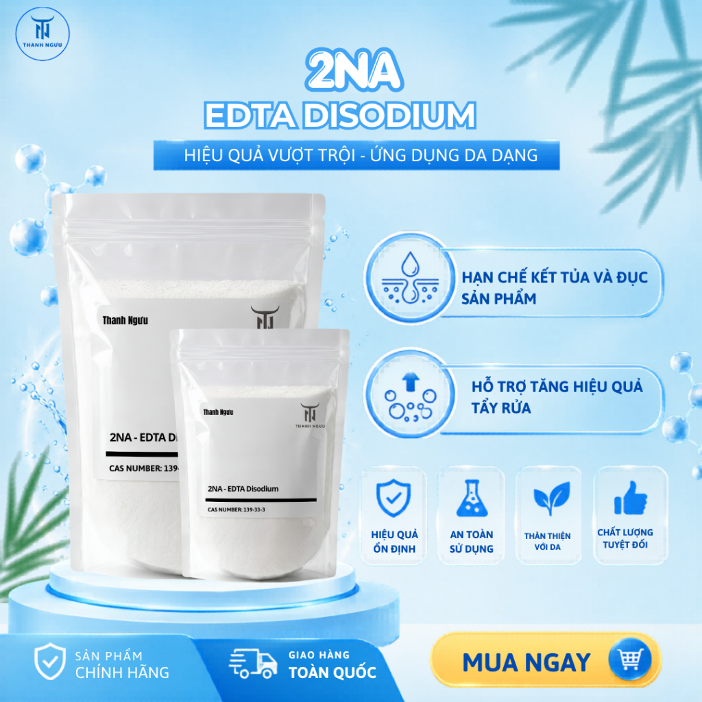 2Na EDTA Hỗ Trợ Làm Trong Ổn Định Nước Giặt Chống Kết Tủa Nguyên Liệu
