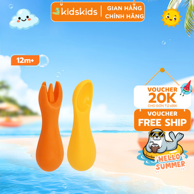 Bộ Thìa Nĩa Tập Ăn Silicon Cho Bé Palm Grasp Marcus & Marcus, Từ 12 Tháng - Lola